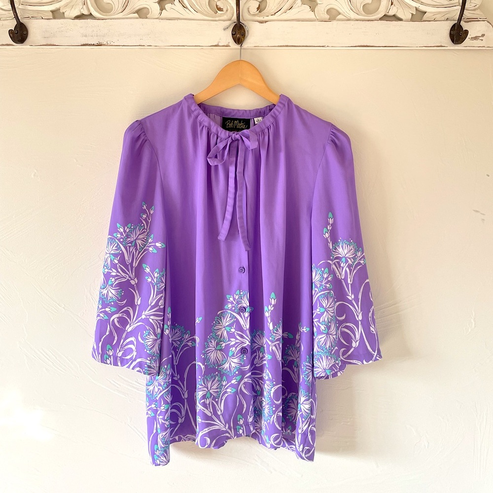 Bob Mackie Wearable Art Purple Button Down Blouse
